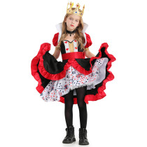 Queen of Hearts Outfits Halloween Carnival Suit Cosplay Costume For Kids