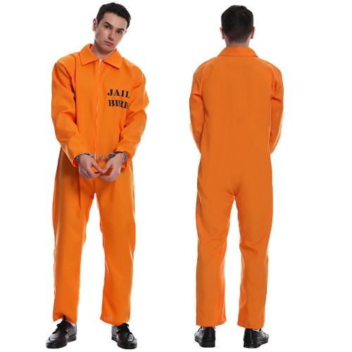 Halloween male and female couples orange prisoner cosplay party costume jumpsuit uniform suit