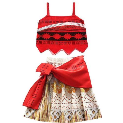 Moana Cosplay Costume Sling Tops Skirt Sets for Girl Toddler