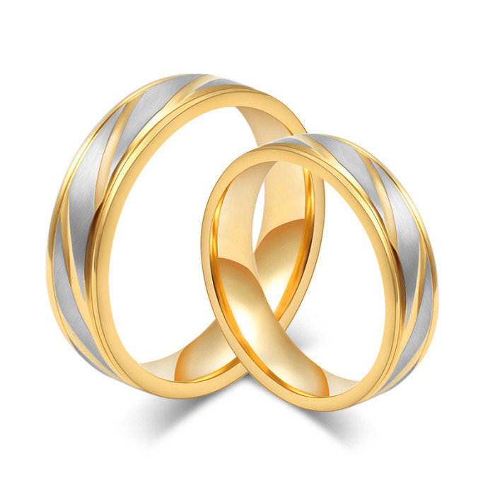 Stainless Steel Gold Edge Mens Wedding Bands