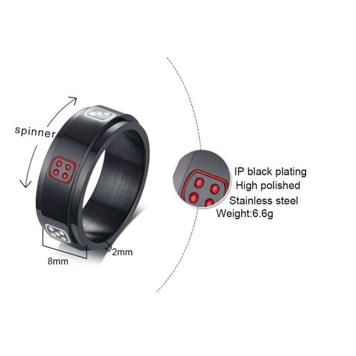 Wholesale Stainless Steel Rotatable Dice Ring for Men