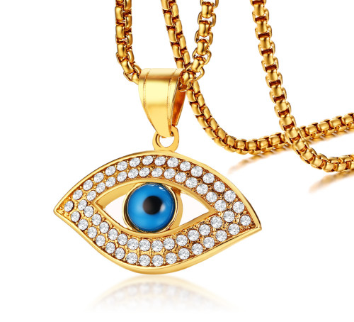 Wholesale Stainless Steel CZ Evil Eye Pendant Necklace