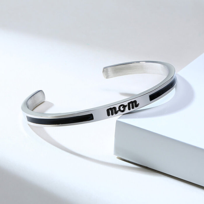 Wholesale Stainless Steel Open Bangle with Mom