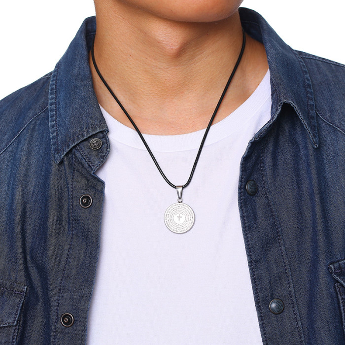 Wholesale Steel Cross Necklace with Lord's Prayer inside