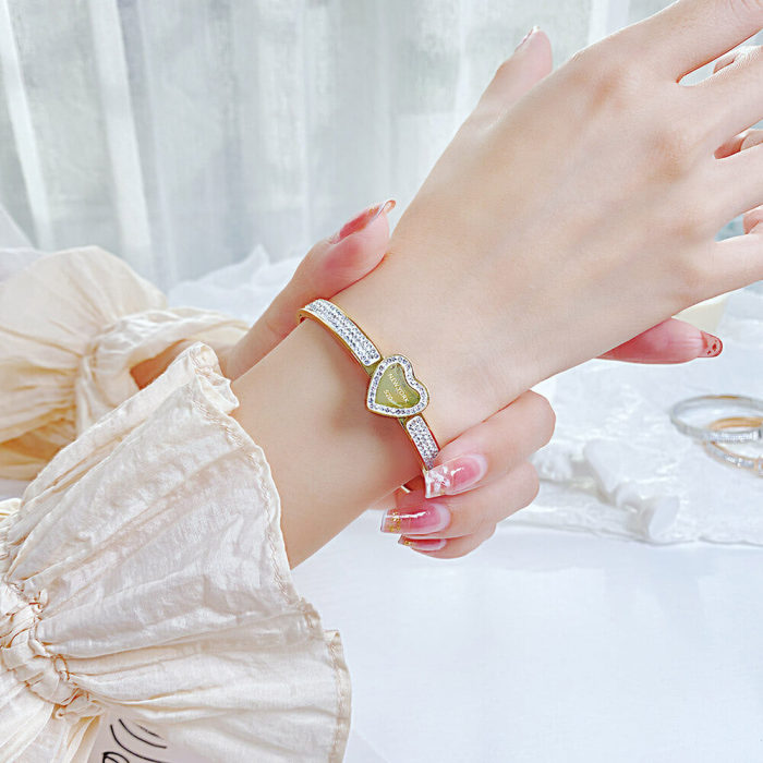 Wholesale Stainless Steel CZ Bangle with Heart