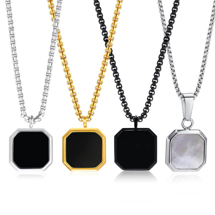 Wholesale Stainless Steel Mens Square Pendant