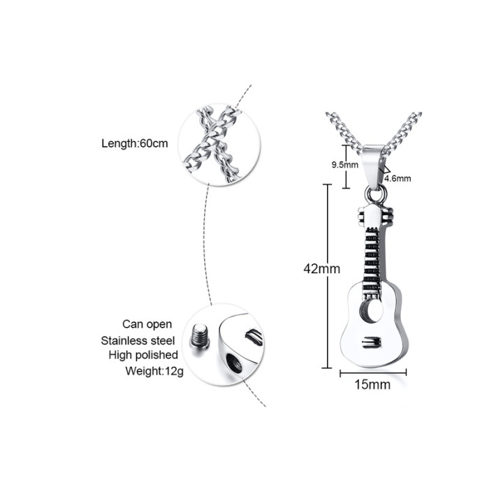 Wholesale Stainless Steel The Guitar Urn Necklace