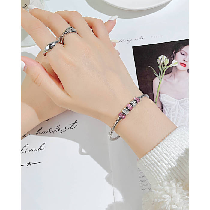Wholesale Stainless Steel Bangle with CZ Beads