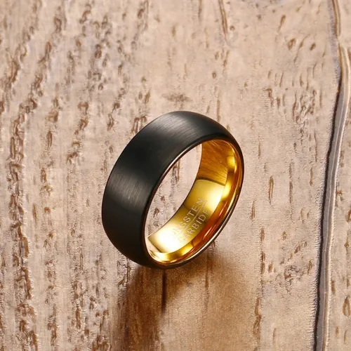 Wholesale Tungsten Carbide Two Tone Black and Gold Wedding Bands