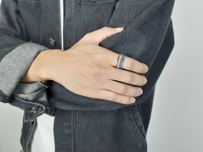 wholesale stainless steel spinner raibow ring