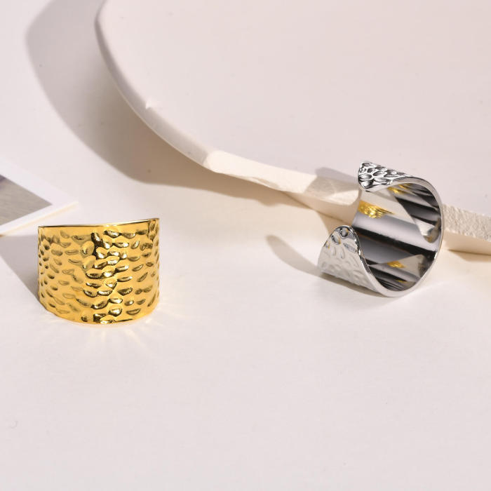 Wholesale Stainless Steel Hammered Open Ring