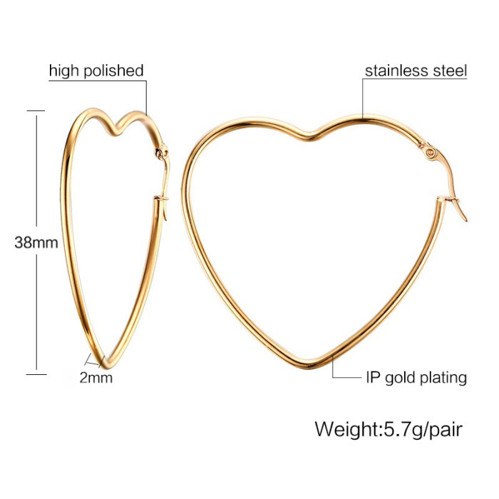 Stainless Steel Heart Hoop Earrings Wholesale