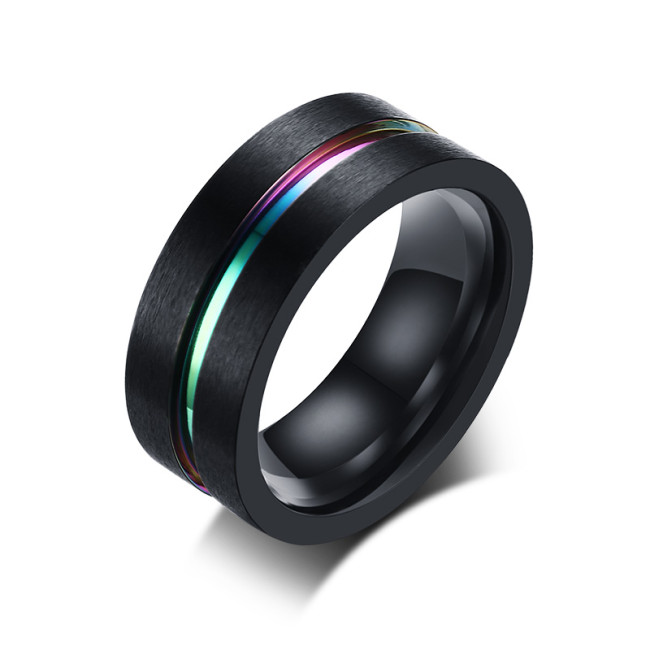 Wholesale Stainless Steel Black Simple Mens Wedding Band