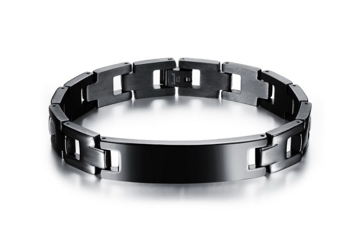Wholesale Black Blank ID Stainless Steel Bracelet