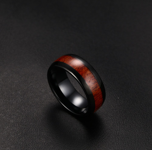 8mm Black Tungsten Wood Inlay Rings Wholesale Supplier