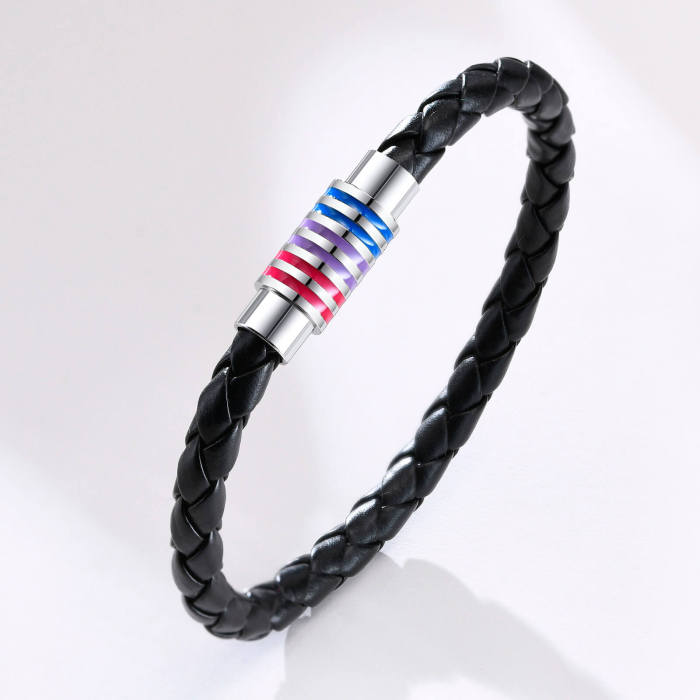 Wholesale Leather and Stainless Steel Buckle Bracelet