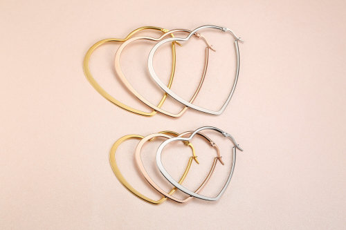 Wholesale Stainless Steel Heart Hoop Earrings