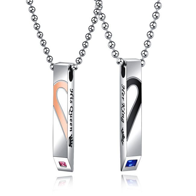 Wholesale Stainless Steel Herat Couples Necklace Set