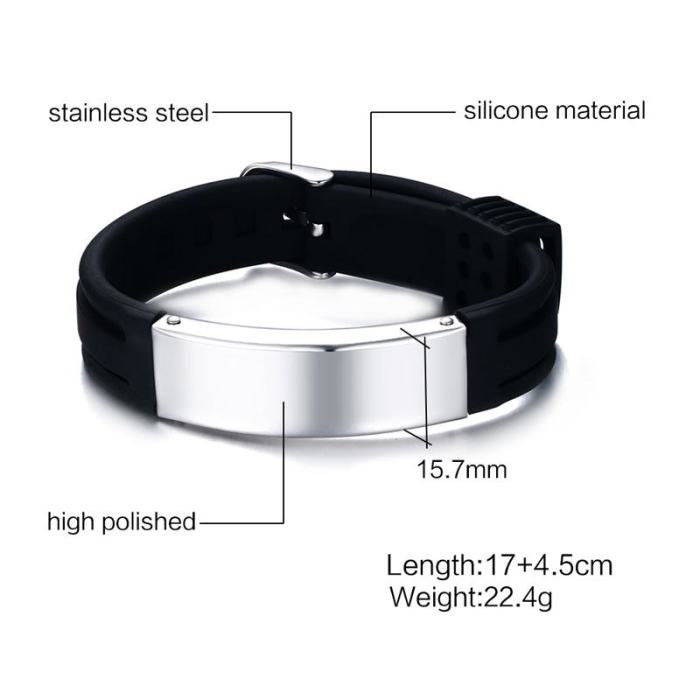Wholesale Steel Silicone Mens Bracelet
