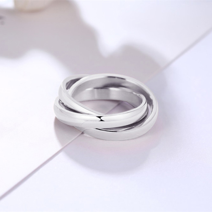 Triple Roll Links Band Ring 316L Stainless Steel Wholesale