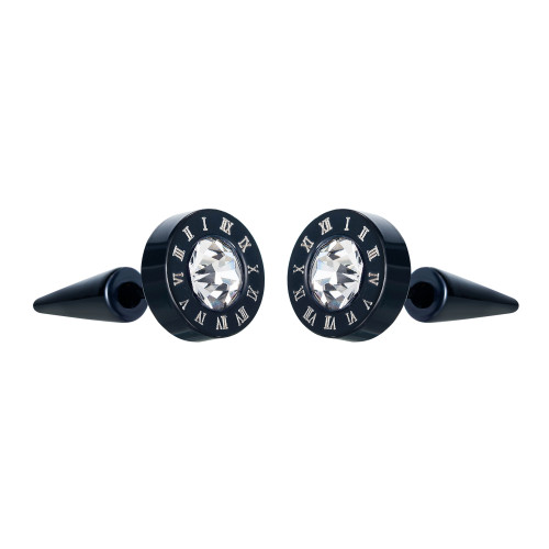 Wholesale Stainless Steel Men Roman Numerals Crystal Stud Earring