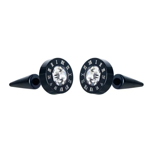 Wholesale Stainless Steel Men Roman Numerals Crystal Stud Earring