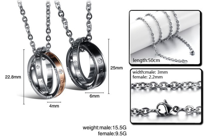 Wholesale Stainless Steel Couple Pendant Necklace