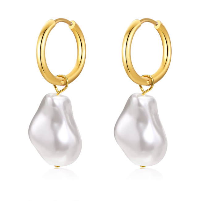 Wholesale Stainless Steel Baroque Pearl Earring