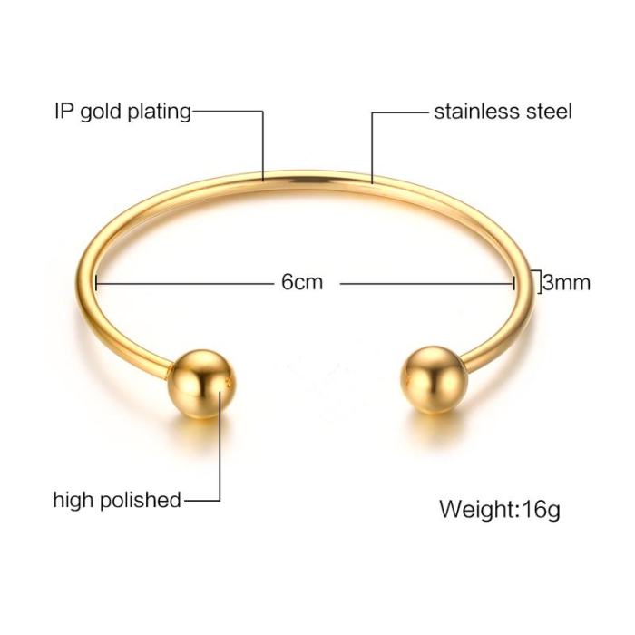 Wholesale Stainless Steel Cuff Bangle Bracelets Gold Plated for Women