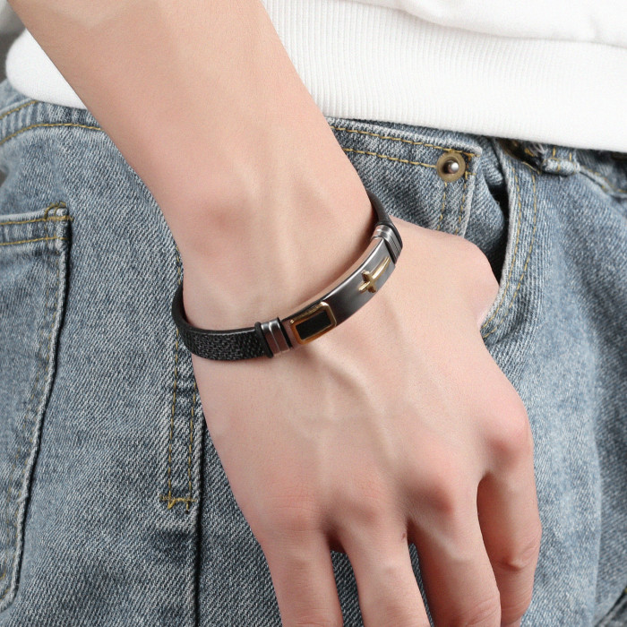 Wholesale Stainless Steel Male Cross Bracelet