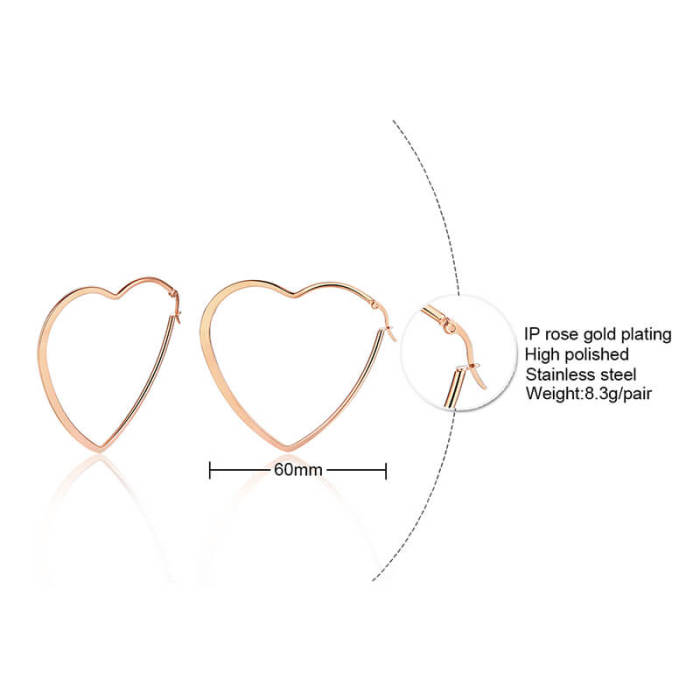 Wholesale Stainless Steel Heart Hoop Earrings