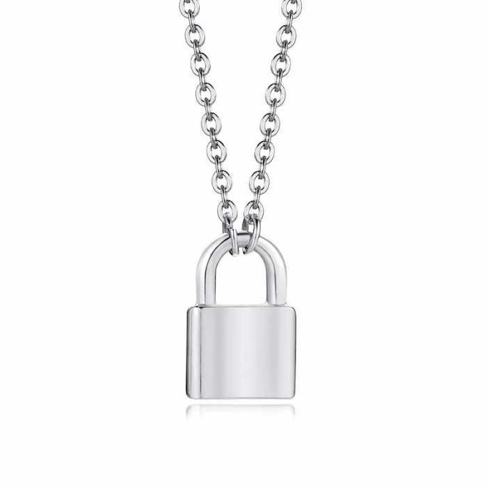 Wholesale Stainless Steel Silver/Gold Lock Pendant Choker Necklace