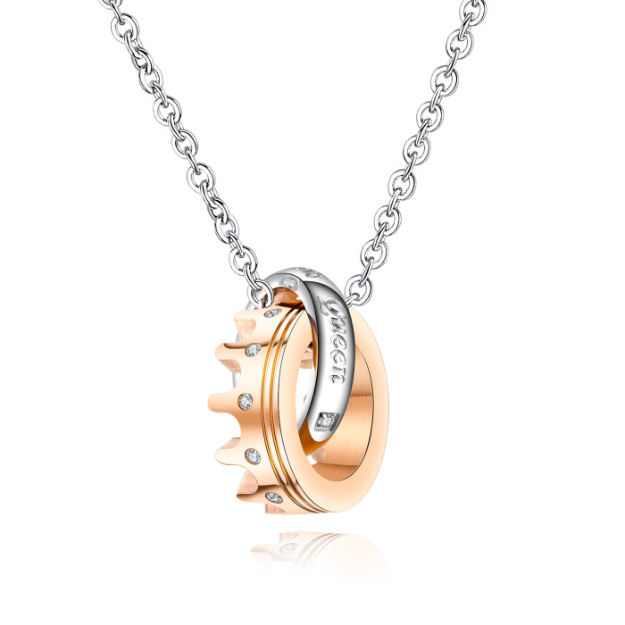 Wholesale Stainless Steel Her King and His Queen Necklace