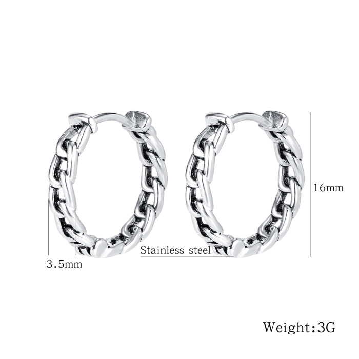Wholesale Stainless Steel Curb Link Chain Huggie Hoop Earrings