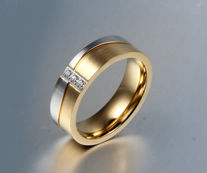 Cheap Wholesales Stainless Steel Wedding Ring with Gold Plated for man