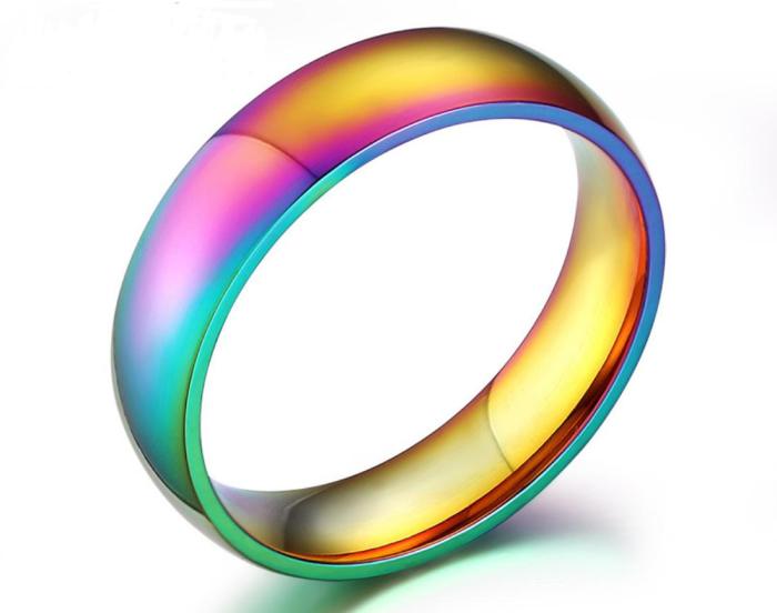 Stainless Steel Rainbow IP Ring Blanks for Engraving