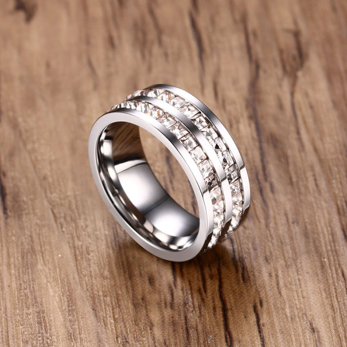 Wholesale Stainless Steel Cubic Zirconia Wedding Rings