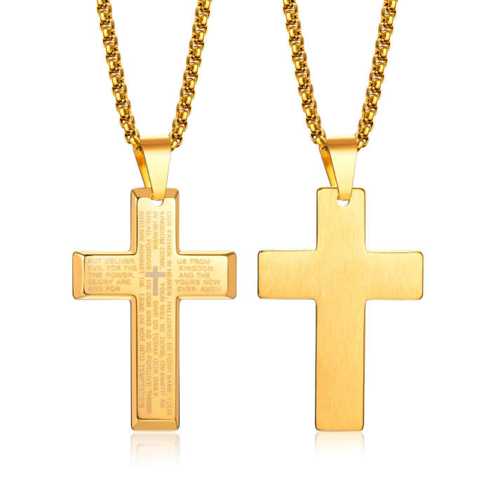 Wholesale Stainless Steel Cross Pendant With The Lord's Prayer