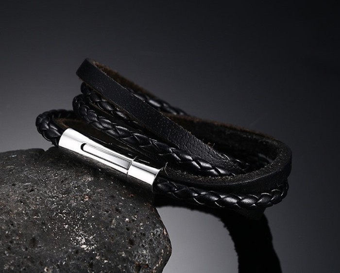 Wholesale Stainless Steel Leather Bracelets China