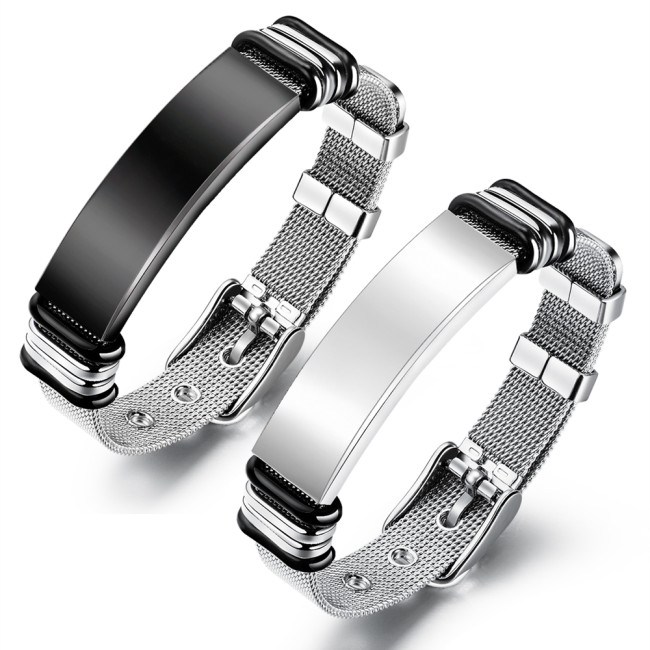 Wholesale Stainless Steel Sleek Mesh ID Bracelet