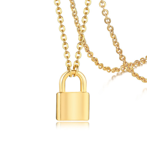 Wholesale Stainless Steel Silver/Gold Lock Pendant Choker Necklace