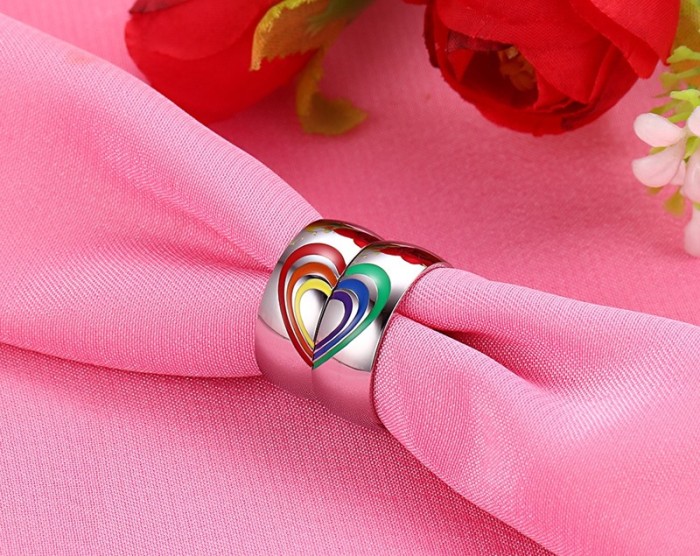 Wholesale Ranibow Couple Stainless Steel Colored Gay Wedding Rings