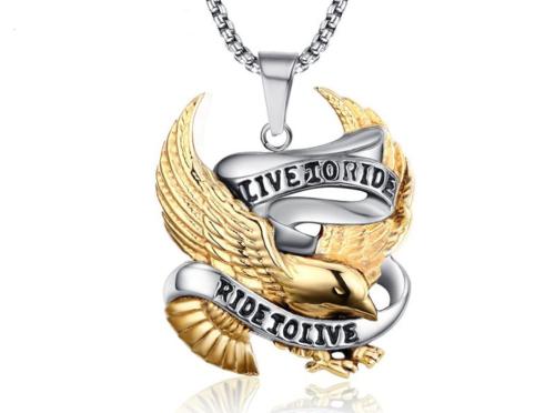 Wholesale Live to Ride Ride to Live Gold Eagle Stainless Steel Pendant