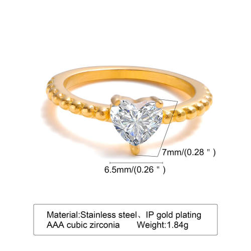 Wholesale Stainless Steel Ring with Heart Shape CZ