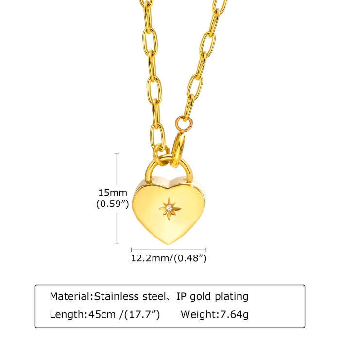Wholesale Stainless Steel Lock Heart Pendant Necklace