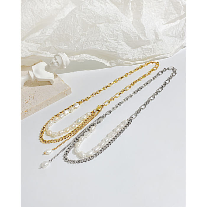 Wholesale Stainless Steel Chain and Pearl Necklace