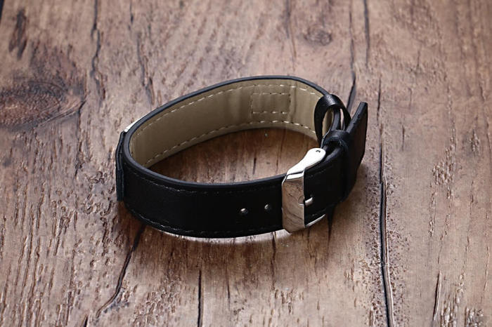 Wholesale Leather Stainless Steel ID Bracelet