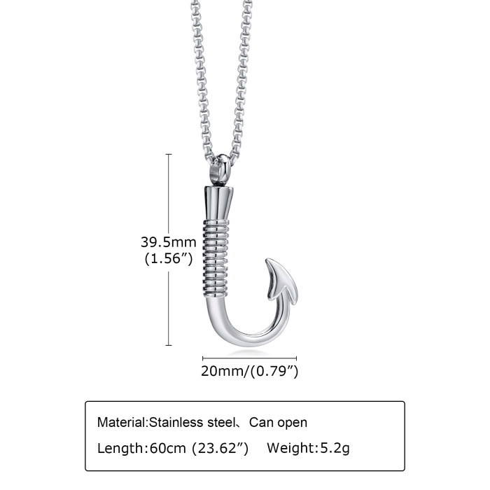 Wholesale Stainless Steel Fish Hook Ashes Pendant
