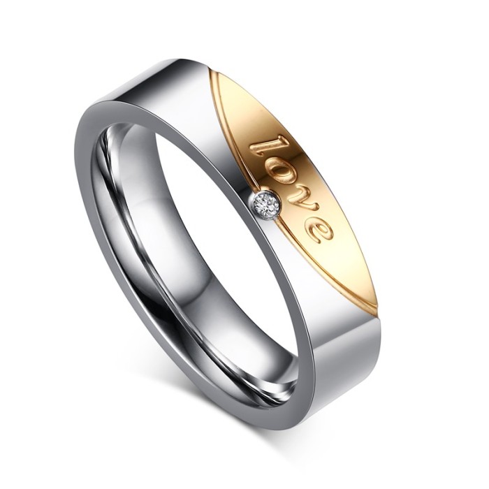 Stainless Steel Gold Forever love Band Wedding Ring for Him