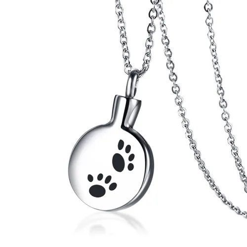 Wholesale Stainless Steel Dog Paw Print Urn Necklace